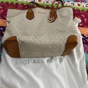Michael Kors Beige and Tan Tote Bag